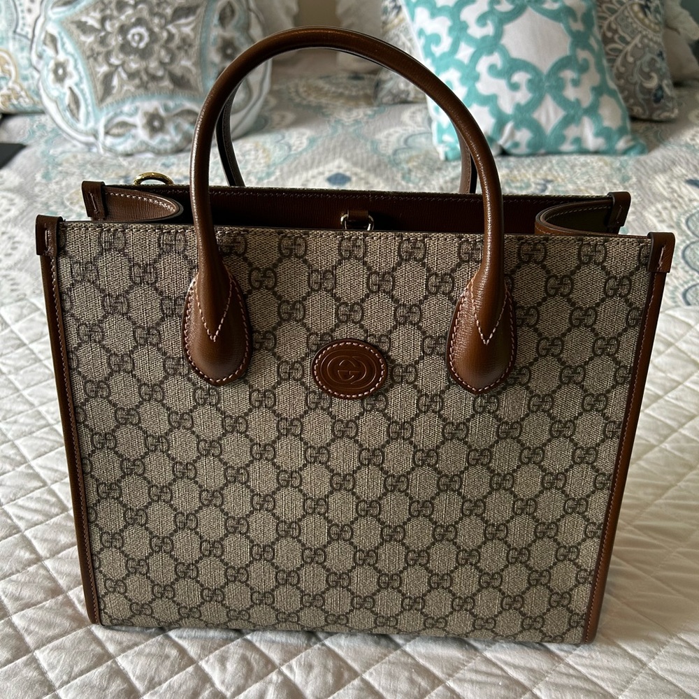 BRAND NEW - NEVER USED Gucci Beige and Brown Monogram Handbag/Tote